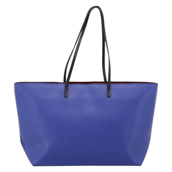 FENDI Monster Tote Bag Leather Blue Silver Auth bs37582