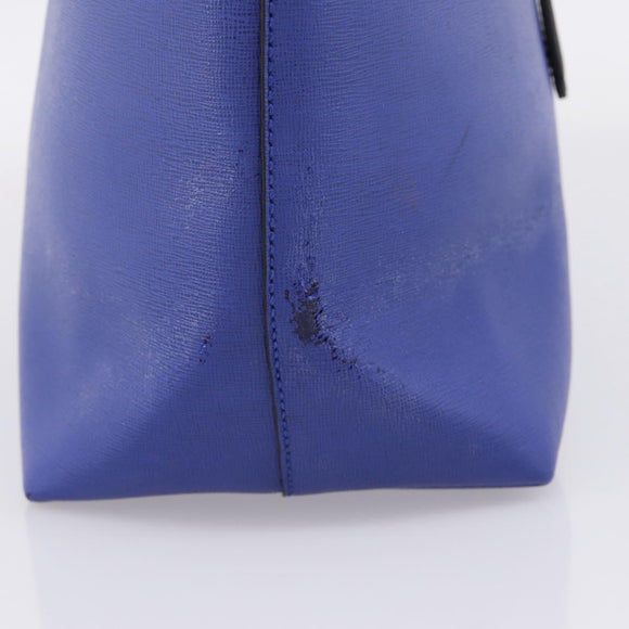 FENDI Monster Tote Bag Leather Blue Silver Auth bs37582