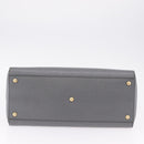 FENDI 2Jours Hand Bag Leather 2way Blue Silver Auth bs37583-12