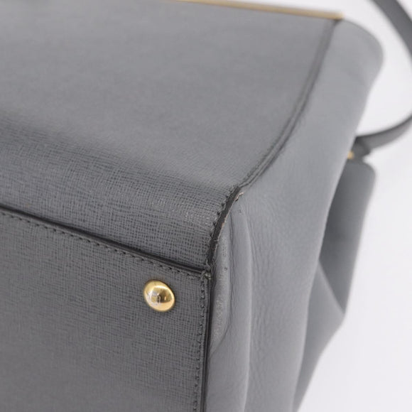 FENDI 2Jours Hand Bag Leather 2way Blue Silver Auth bs37583