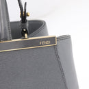 FENDI 2Jours Hand Bag Leather 2way Blue Silver Auth bs37583-18