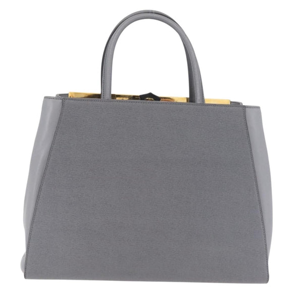 FENDI 2Jours Hand Bag Leather 2way Blue Silver Auth bs37583