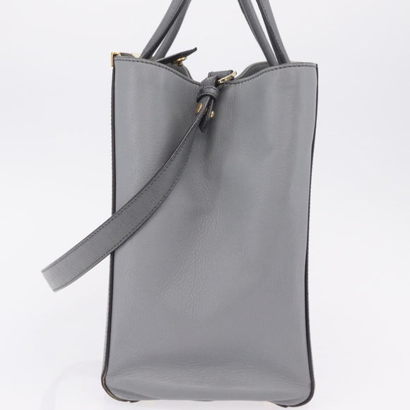 FENDI 2Jours Hand Bag Leather 2way Blue Silver Auth bs37583