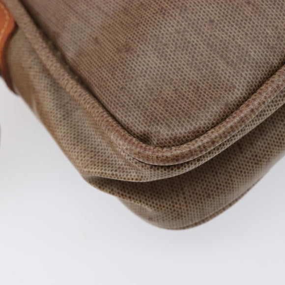 LOEWE Shoulder Bag Coated Canvas Brown Auth bs37584