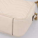 GUCCI GG Marmont Chain Shoulder Bag Leather White Gold 443499 Auth bs37585A-12