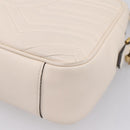 GUCCI GG Marmont Chain Shoulder Bag Leather White Gold 443499 Auth bs37585A-14
