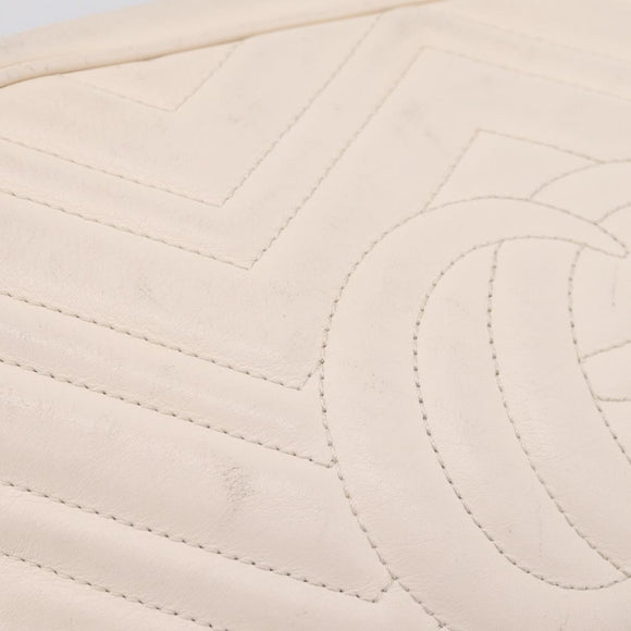 GUCCI GG Marmont Chain Shoulder Bag Leather White Gold 443499 Auth bs37585A