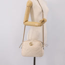 GUCCI GG Marmont Chain Shoulder Bag Leather White Gold 443499 Auth bs37585A-27