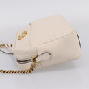 GUCCI GG Marmont Chain Shoulder Bag Leather White Gold 443499 Auth bs37585A-4
