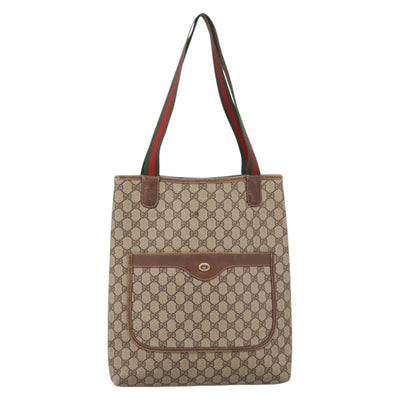 GUCCI GG Canvas Web Sherry Line Tote Bag Beige Red Green 89 02 003 Auth bs37587 - 0