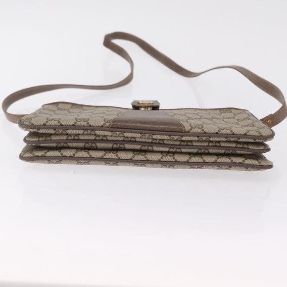 GUCCI GG Supreme Web Sherry Line Bag PVC Beige Gold 49 02 029 Auth bs37588