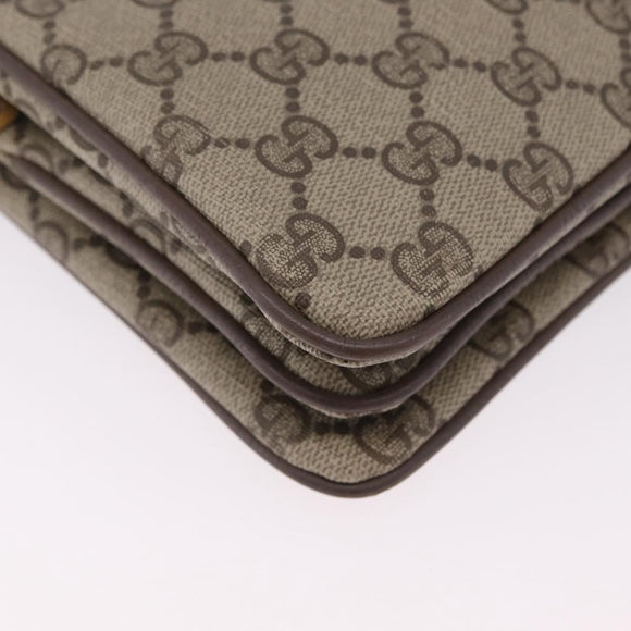 GUCCI GG Supreme Web Sherry Line Bag PVC Beige Gold 49 02 029 Auth bs37588