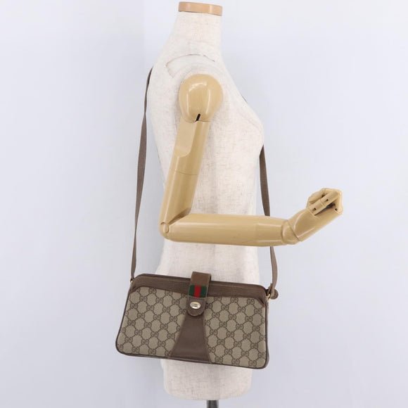 GUCCI GG Supreme Web Sherry Line Bag PVC Beige Gold 49 02 029 Auth bs37588