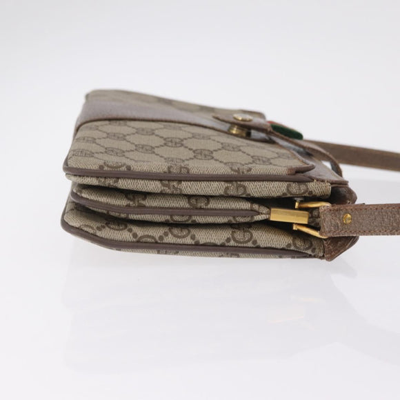 GUCCI GG Supreme Web Sherry Line Bag PVC Beige Gold 49 02 029 Auth bs37588