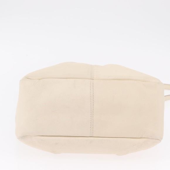 Salvatore Ferragamo Hand Bag Leather 2way White Gold Auth bs37590