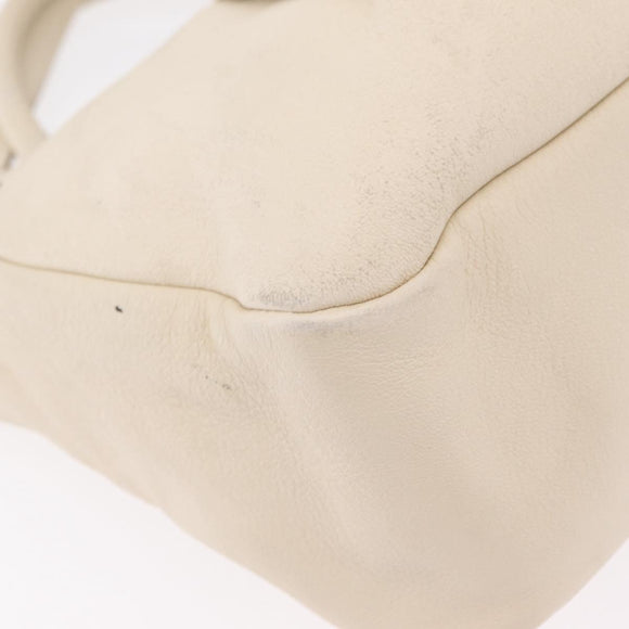 Salvatore Ferragamo Hand Bag Leather 2way White Gold Auth bs37590