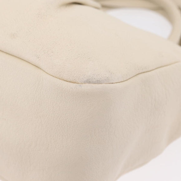 Salvatore Ferragamo Hand Bag Leather 2way White Gold Auth bs37590