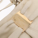 Salvatore Ferragamo Hand Bag Leather 2way White Gold Auth bs37590-19