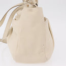 Salvatore Ferragamo Hand Bag Leather 2way White Gold Auth bs37590-5