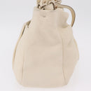 Salvatore Ferragamo Hand Bag Leather 2way White Gold Auth bs37590-7