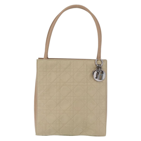 Christian Dior Canage Tote Bag Nylon Beige Silver Auth bs37593A