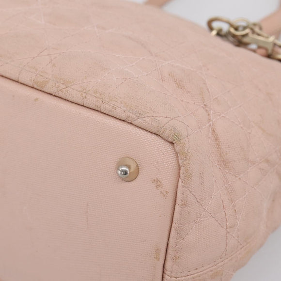 Christian Dior Canage Tote Bag Coated Canvas Pink Gold Auth bs37594