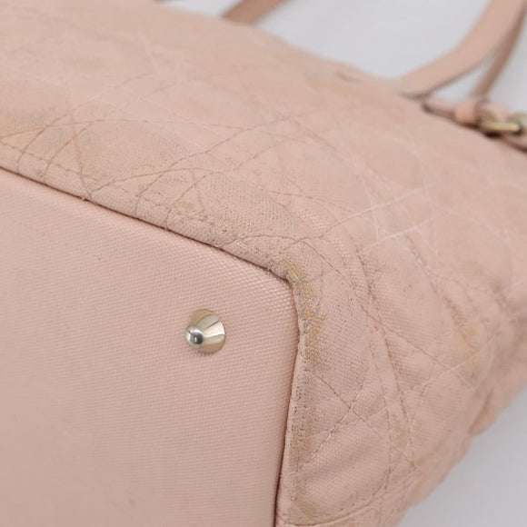 Christian Dior Canage Tote Bag Coated Canvas Pink Gold Auth bs37594