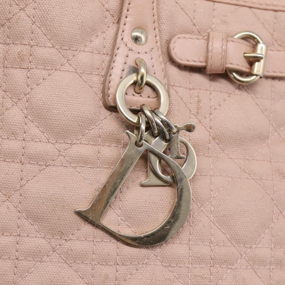 Christian Dior Canage Tote Bag Coated Canvas Pink Gold Auth bs37594