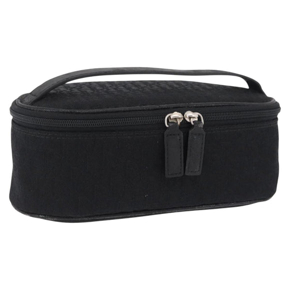 Christian Dior Trotter Canvas Pouch Black Silver Auth bs37596