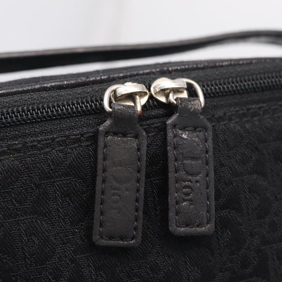 Christian Dior Trotter Canvas Pouch Black Silver Auth bs37596