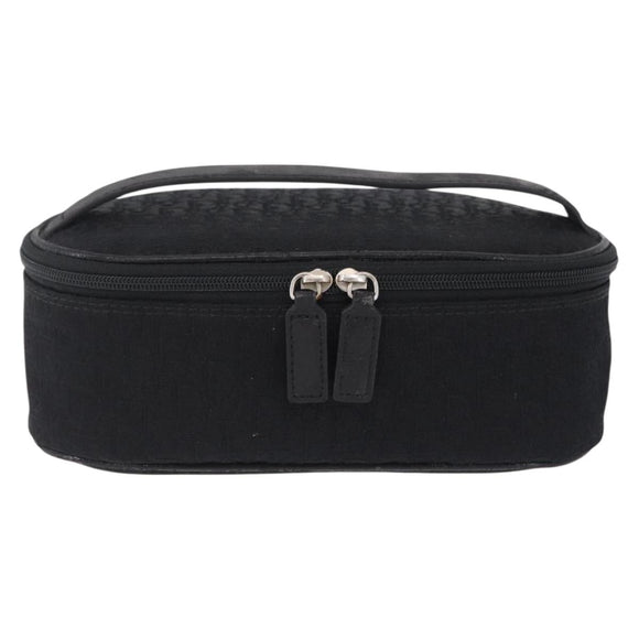 Christian Dior Trotter Canvas Pouch Black Silver Auth bs37596