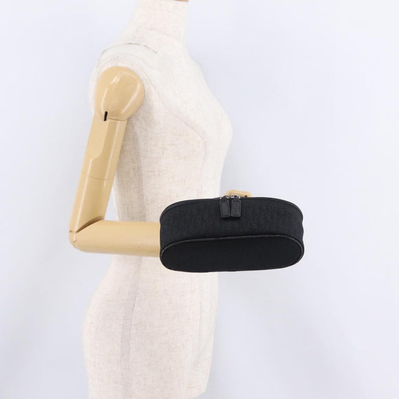 Christian Dior Trotter Canvas Pouch Black Silver Auth bs37596