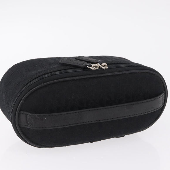 Christian Dior Trotter Canvas Pouch Black Silver Auth bs37596