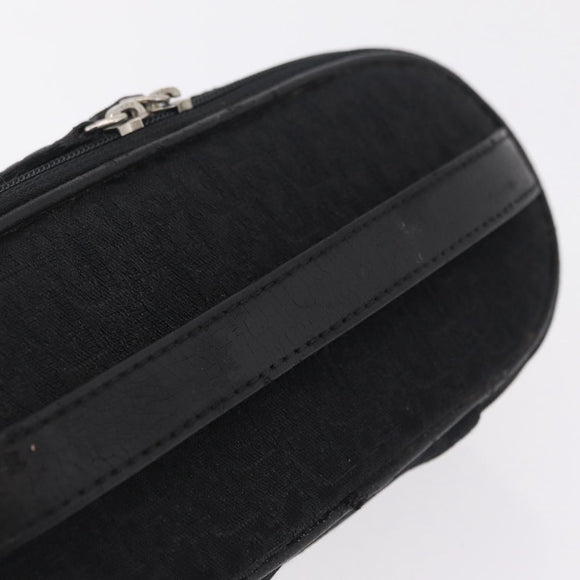 Christian Dior Trotter Canvas Pouch Black Silver Auth bs37596
