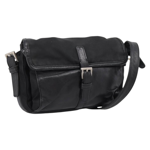 PRADA Shoulder Bag Nylon Black Silver Auth bs37597