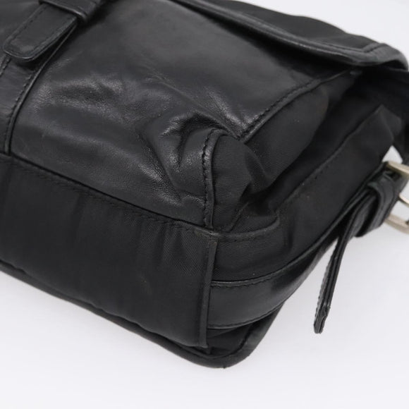 PRADA Shoulder Bag Nylon Black Silver Auth bs37597