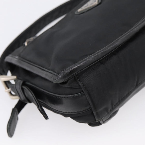 PRADA Shoulder Bag Nylon Black Silver Auth bs37597