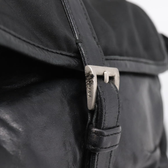 PRADA Shoulder Bag Nylon Black Silver Auth bs37597
