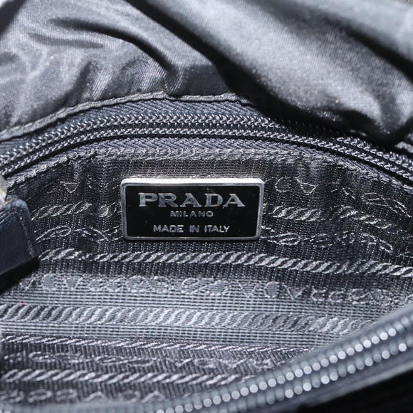 PRADA Shoulder Bag Nylon Black Silver Auth bs37597