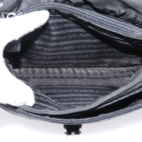 PRADA Shoulder Bag Nylon Black Silver Auth bs37597