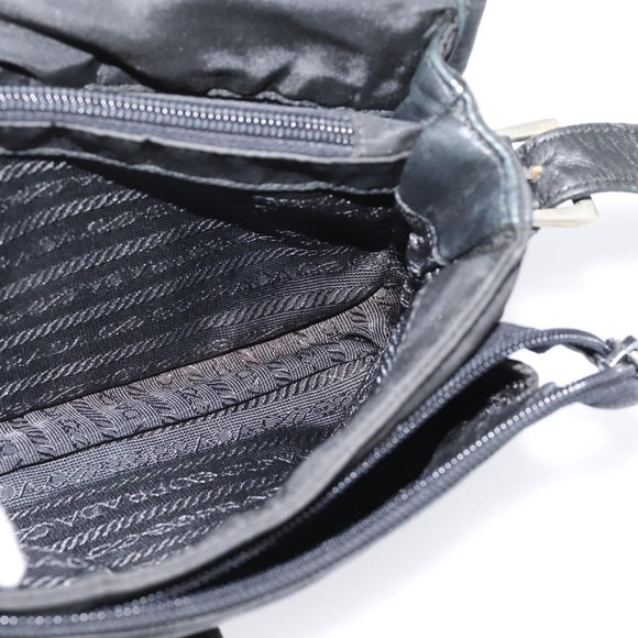 PRADA Shoulder Bag Nylon Black Silver Auth bs37597