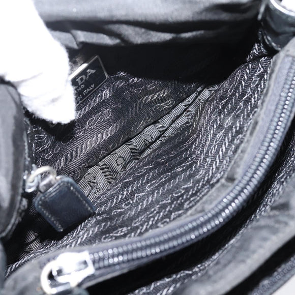 PRADA Shoulder Bag Nylon Black Silver Auth bs37597
