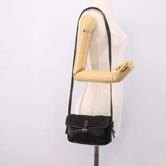 PRADA Shoulder Bag Nylon Black Silver Auth bs37597