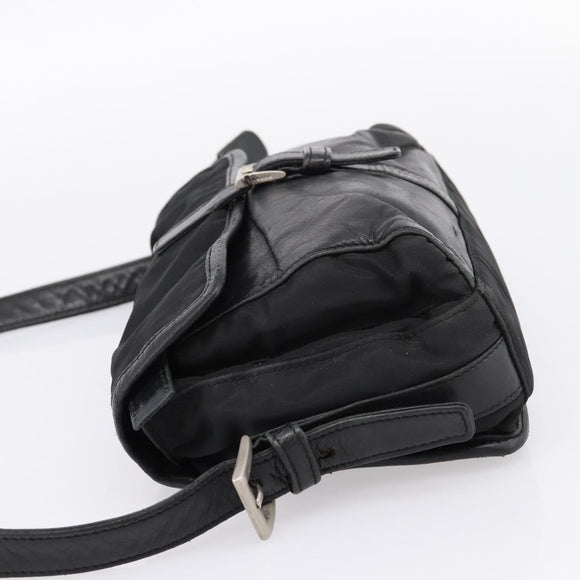 PRADA Shoulder Bag Nylon Black Silver Auth bs37597