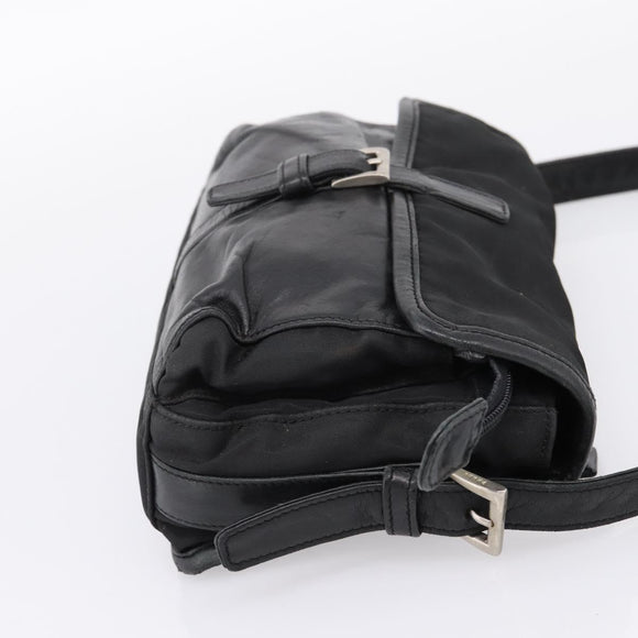 PRADA Shoulder Bag Nylon Black Silver Auth bs37597