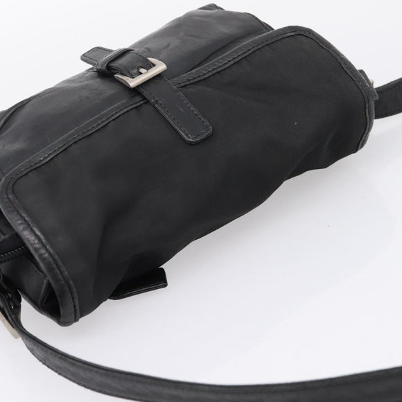 PRADA Shoulder Bag Nylon Black Silver Auth bs37597