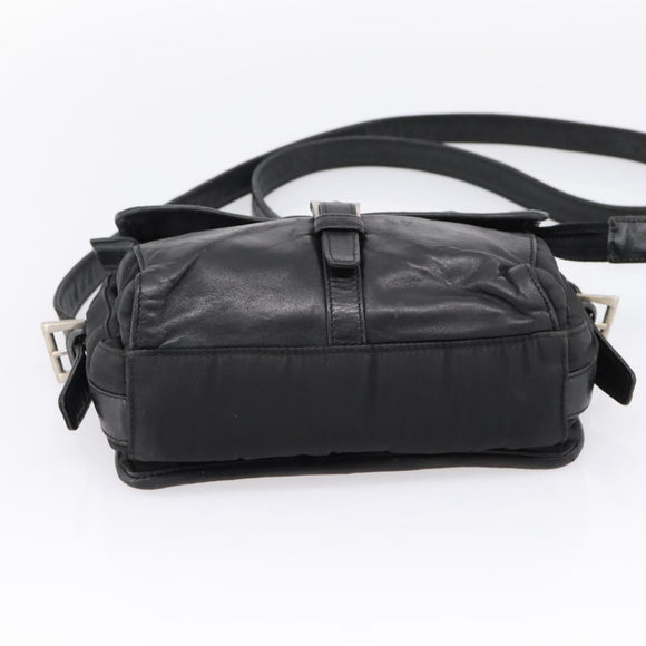PRADA Shoulder Bag Nylon Black Silver Auth bs37597
