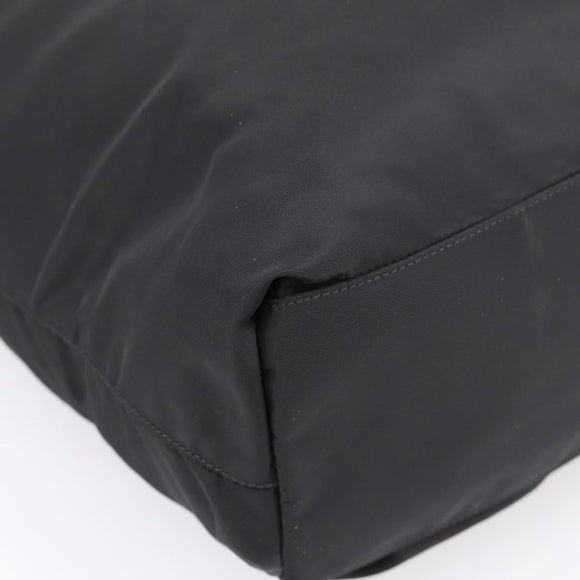 PRADA Tote Bag Nylon Black Silver Auth bs37600