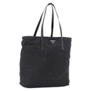 PRADA Tote Bag Nylon Black Silver Auth bs37600-1
