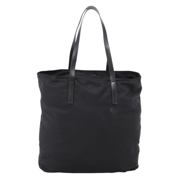 PRADA Tote Bag Nylon Black Silver Auth bs37600